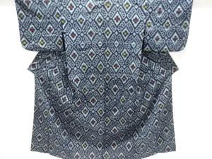 アンティーク　木綿本場久留米絣　花菱模様単衣着物